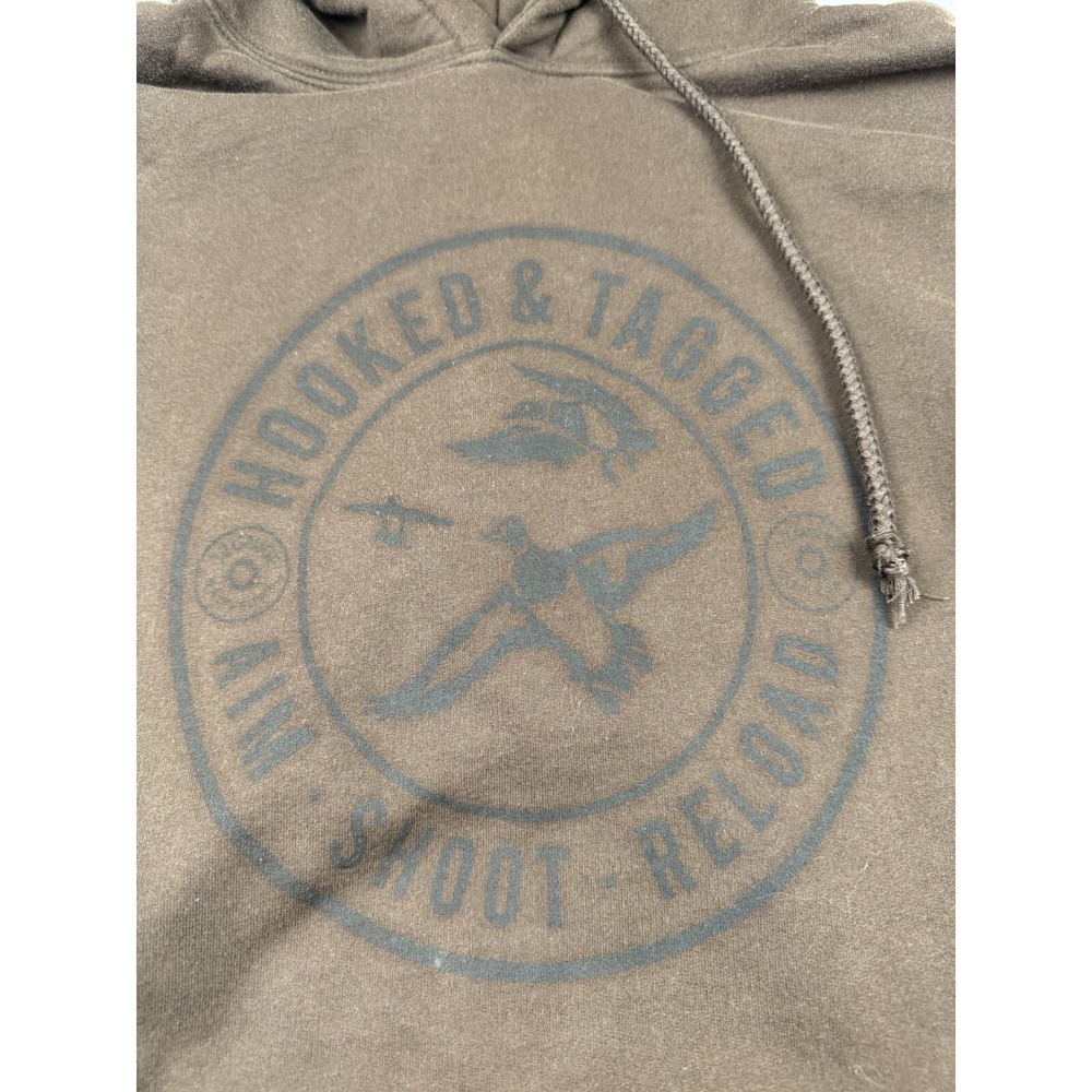 Hooked & Tagged Brown Hoodie Men's M Aim Shoot Reload Hunting - Picture 3 of 10
